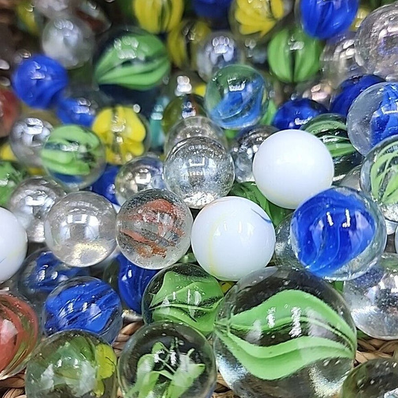 Marbles Mixed Lot More Than 2lbs White Orange Clear Cats Eyes Green & More - Picture 5 of 6